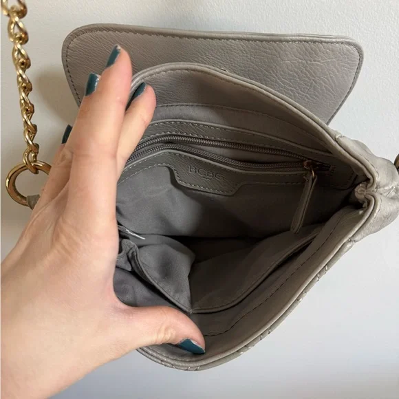 BCBG Gray Crossbody Bag with Gold Chain - Picture 4 of 7